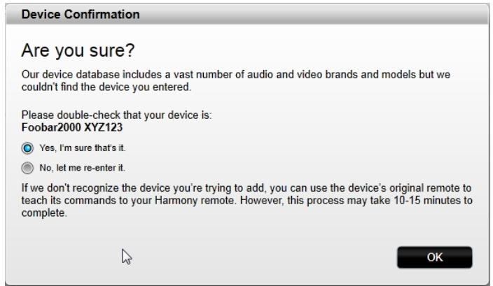 LOGITECH HARMONY ULTIMATE ONE - Adding an unknown device - 1