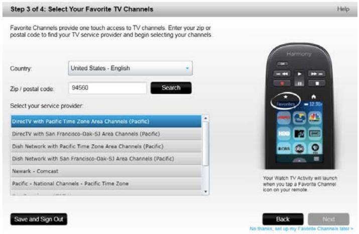 LOGITECH HARMONY ULTIMATE ONE - Changing your location or channel provider - 1