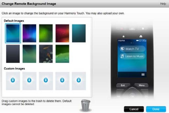 LOGITECH HARMONY ULTIMATE ONE - Uploading your own background image - 2