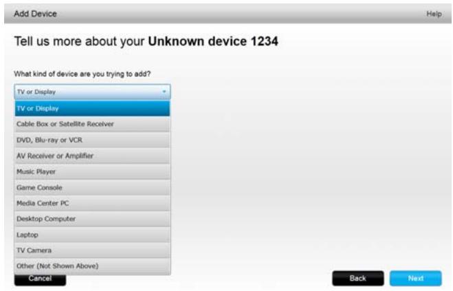 LOGITECH HARMONY ULTIMATE ONE - Adding an unknown device - 2