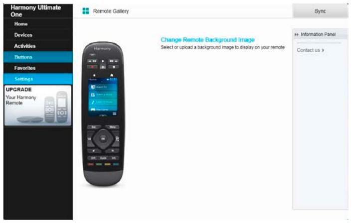 LOGITECH HARMONY ULTIMATE ONE - Uploading your own background image - 1