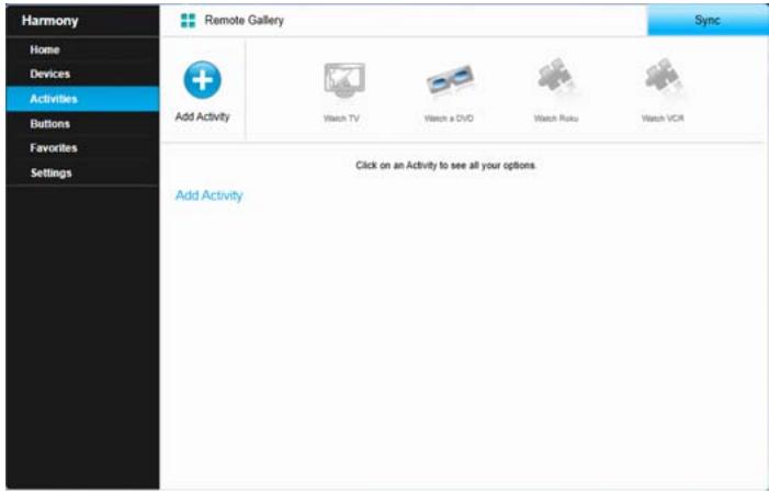 LOGITECH HARMONY ULTIMATE ONE - Adding or deleting Activities - 1