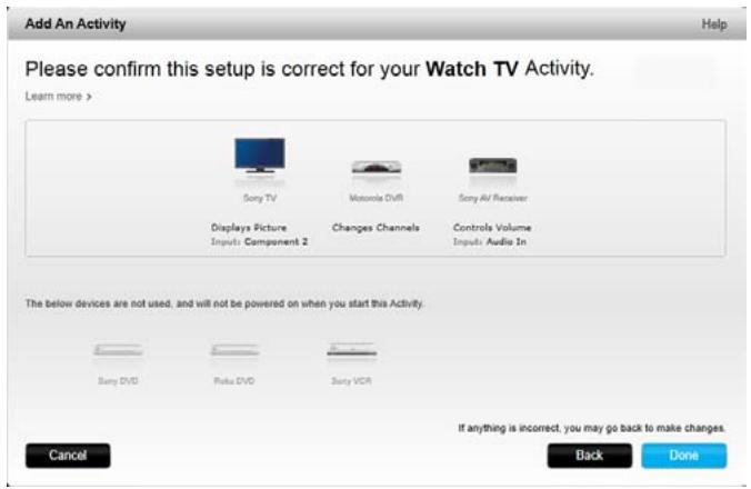 LOGITECH HARMONY ULTIMATE ONE - Adding a Watch TV Activity - 2