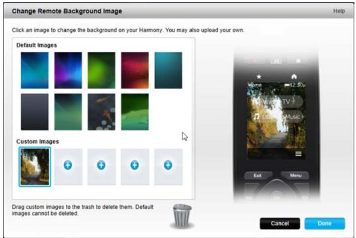 LOGITECH HARMONY ULTIMATE ONE - Uploading your own background image - 4