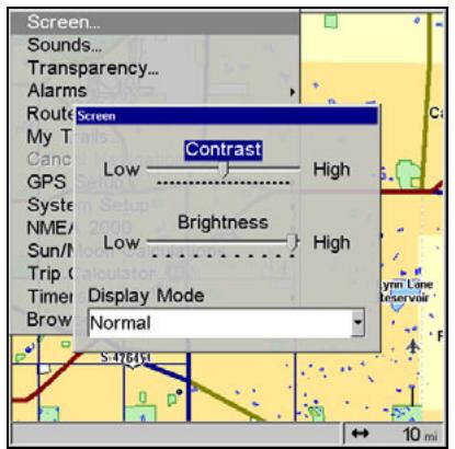 LOWRANCE 5200C - Once in the Screen menu: - 2
