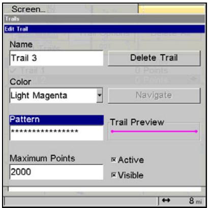 LOWRANCE 5200C - Edit a Trail Pattern - 1