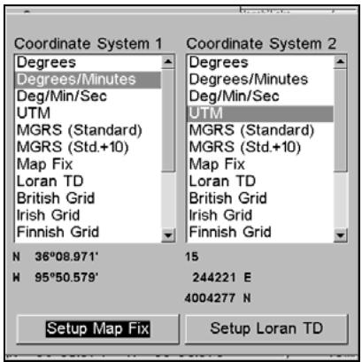 LOWRANCE 5200C - Coordinate System Selection - 1
