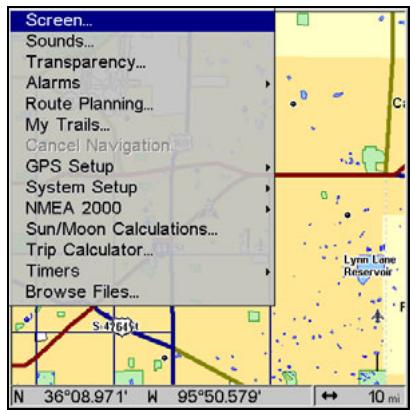 LOWRANCE 5200C - Once in the Screen menu: - 1