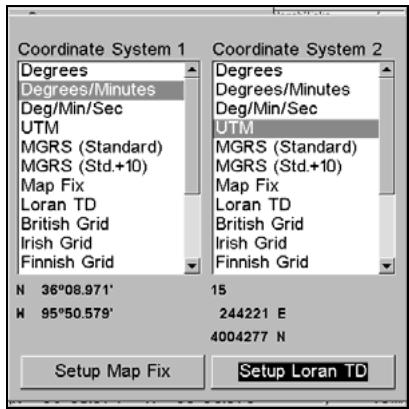 LOWRANCE 5200C - Coordinate System Selection - 2