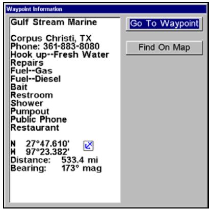 LOWRANCE 5200C - To view Port Services information: - 2