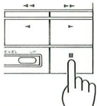 Diagram showing a hand pointing to a device panel with labeled buttons and directional arrows