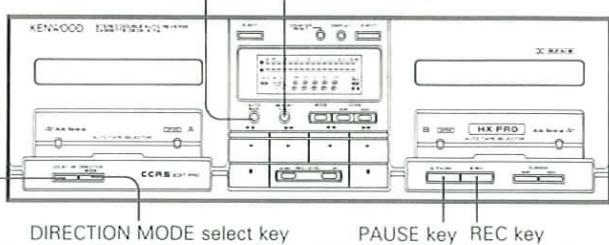 KENWOOD CCRS DIRECTION MODE select key PAUSE key REC key