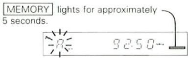 MEMORY lights for approximately 5 seconds. 92.50-