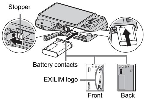 CASIO EXILIM EX-H15 - Load the battery. - 1