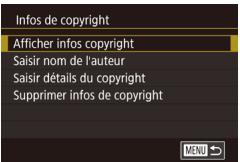 CANON POWERSHOT G3 X - Réglage des informations de copyright à enregistrer sur les images - 1