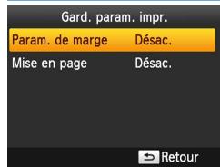 CANON SELPHY CP1000 - Utilisation des mêmes paramètres Bordures et Mise en forme après la mise hors tension de l'imprimante (Garder les paramètres d'impression) - 1