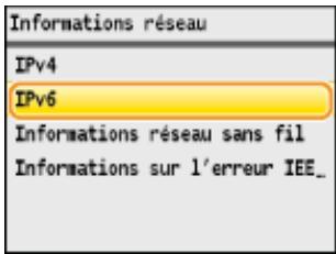 CANON I-SENSYS MF8580CDW - Vérification des réglages d'adresse IPV4 - 6