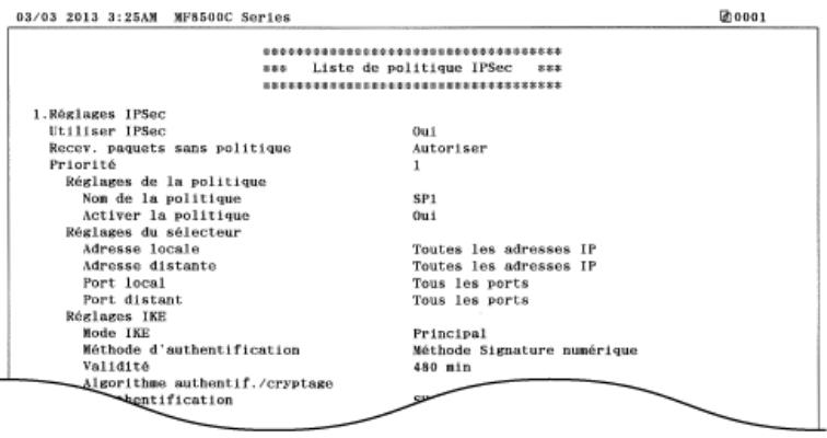 CANON I-SENSYS MF8580CDW - Liste de politique ipsec - 2