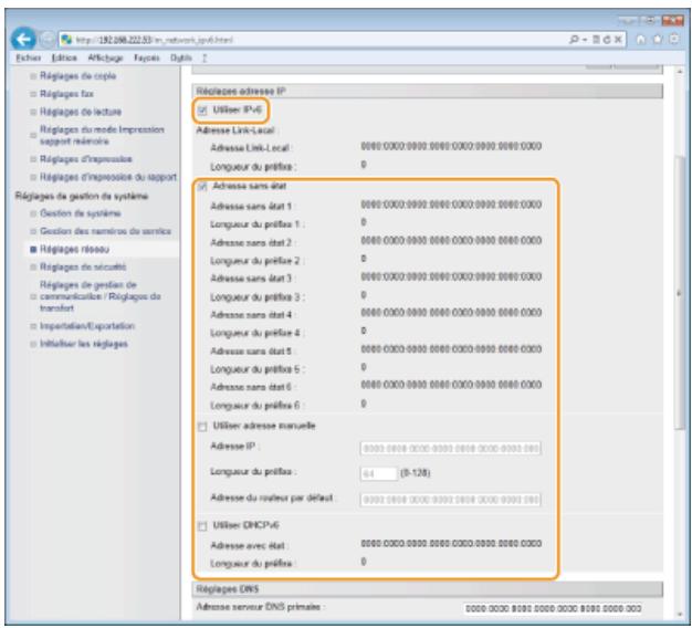 CANON I-SENSYS MF8580CDW - Définition des adresses IPV6 - 5