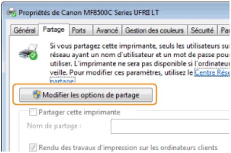 CANON I-SENSYS MF8580CDW - Si [modifier les options de partage] s'affiche - 1