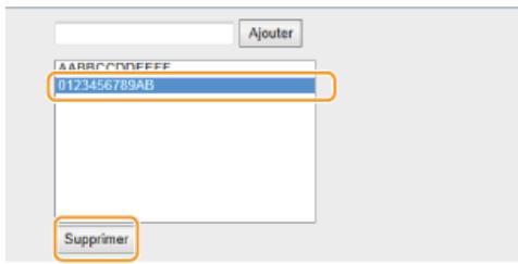 CANON I-SENSYS MF8580CDW - Suppression d'une adresse MAC des exceptions - 1