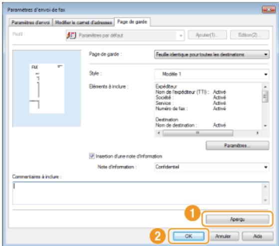 CANON I-SENSYS MF8580CDW - Cliquez sur [aperçu] pour contrôler le contenu de la page de garde et, si tout vous parait correct, cliquez sur [OK]. - 1