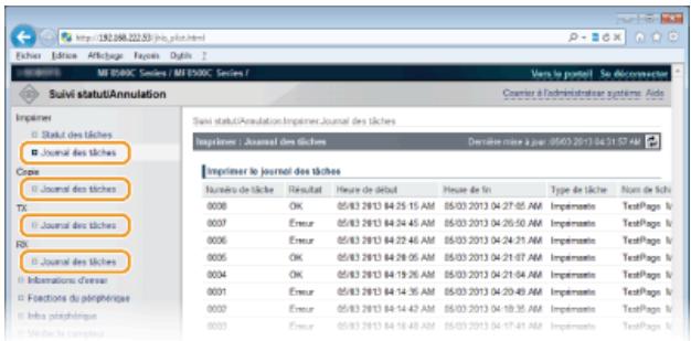CANON I-SENSYS MF8580CDW - Vérification de l'historique des documents - 2