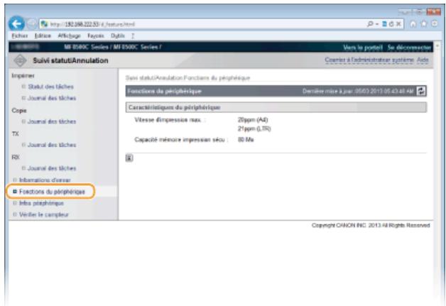 CANON I-SENSYS MF8580CDW - Vérification des caractéristiques de l'appareil - 2