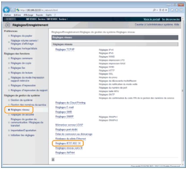 CANON I-SENSYS MF8580CDW - Configuration de l'authentification IEEE 802.1x - 3