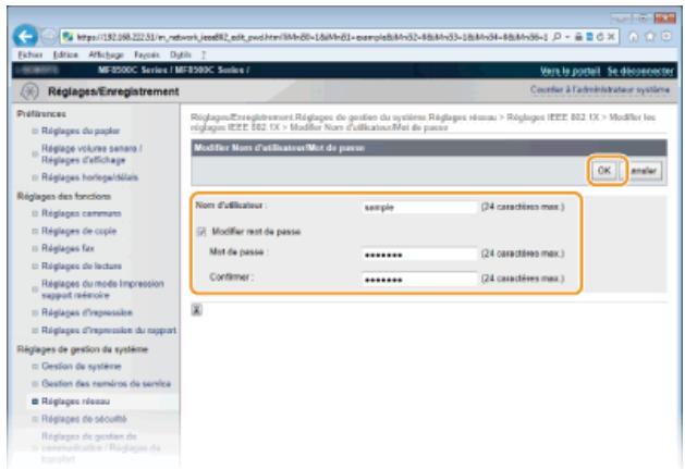 CANON I-SENSYS MF8580CDW - Définissez le nom d'utilisateur et le mot de passe et cliquez sur [OK]. - 1