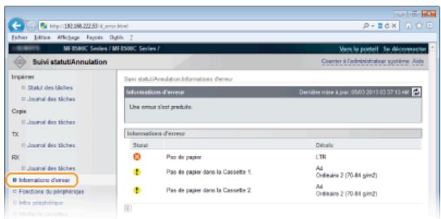 CANON I-SENSYS MF8580CDW - Vérification des informations sur les erreurs - 2