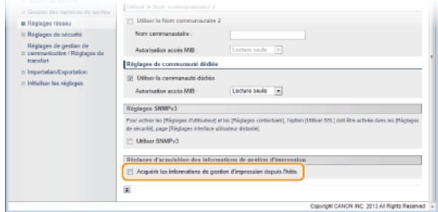 CANON I-SENSYS MF8580CDW - Définissez les réglages d'acquisition des informations de gestion d'impression. - 1