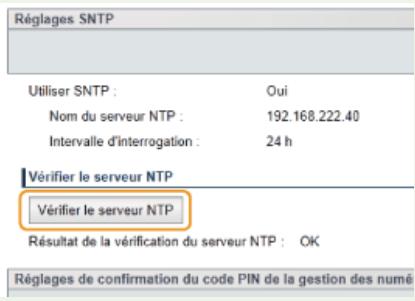 CANON I-SENSYS MF8580CDW - Test des communications avec le serveur ntp/sntp - 1