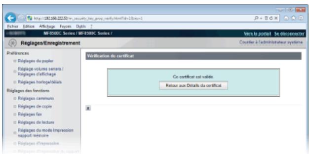 CANON I-SENSYS MF8580CDW - Vérification des paires de clés et des certificats numériques - 5
