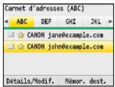 CANON I-SENSYS MF8580CDW - Écran du carnet d'adresses (MF8580CDW / MF8550CDN / MF8540CDN / MF8280CW uniquement) - 1