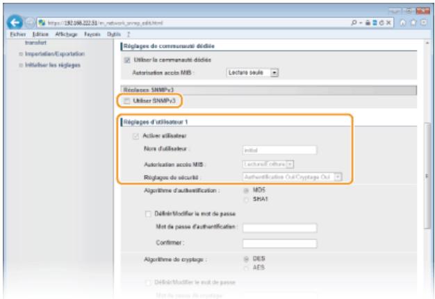 CANON I-SENSYS MF8580CDW - Définissez les réglages SNMPV3. - 1
