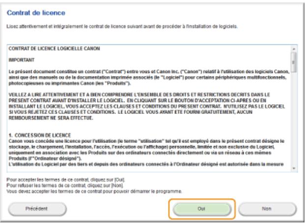 CANON I-SENSYS MF8580CDW - Lisez attentivement le contrat de licence et cliquez sur [oui] pour l'accepter. - 1