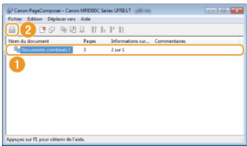 CANON I-SENSYS MF8580CDW - Dans la liste [nom du document], sélectionnez la tâche d'impression combinant les documents et cliquez sur - 1