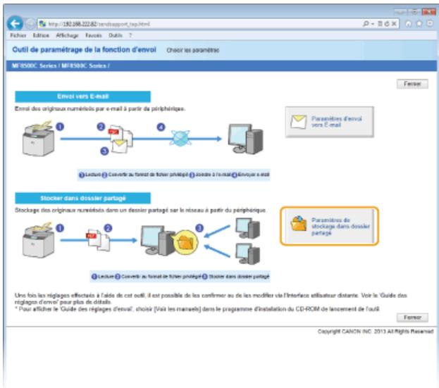 CANON I-SENSYS MF8580CDW - Cliquez sur [paramètres de stockage dans dossier partagé] - 1