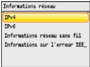 CANON I-SENSYS MF8580CDW - Vérification des réglages d'adresse IPV4 - 2