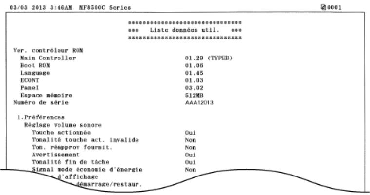 CANON I-SENSYS MF8580CDW - Liste des données de l'utilisateur/de l'administrateur système - 2