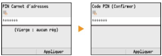 CANON I-SENSYS MF8580CDW - Définissez le code PIN permettant de modifier le carnet d'adresses. - 1