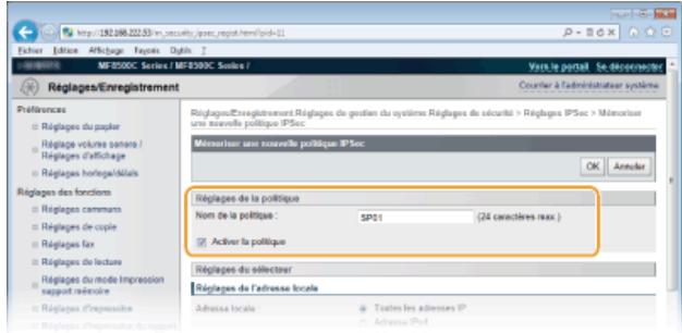 CANON I-SENSYS MF8580CDW - Spécifiez les réglages de la politique. - 1