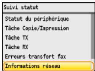 CANON I-SENSYS MF8580CDW - Vérification des réglages d'adresse IPV4 - 1