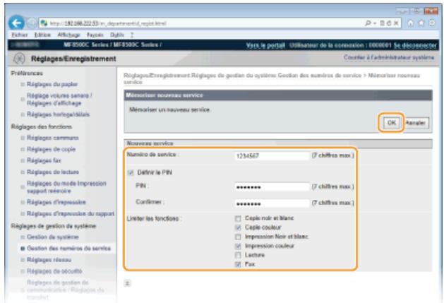 CANON I-SENSYS MF8580CDW - Enregistrement/modification du numéro de service et du PIN - 3