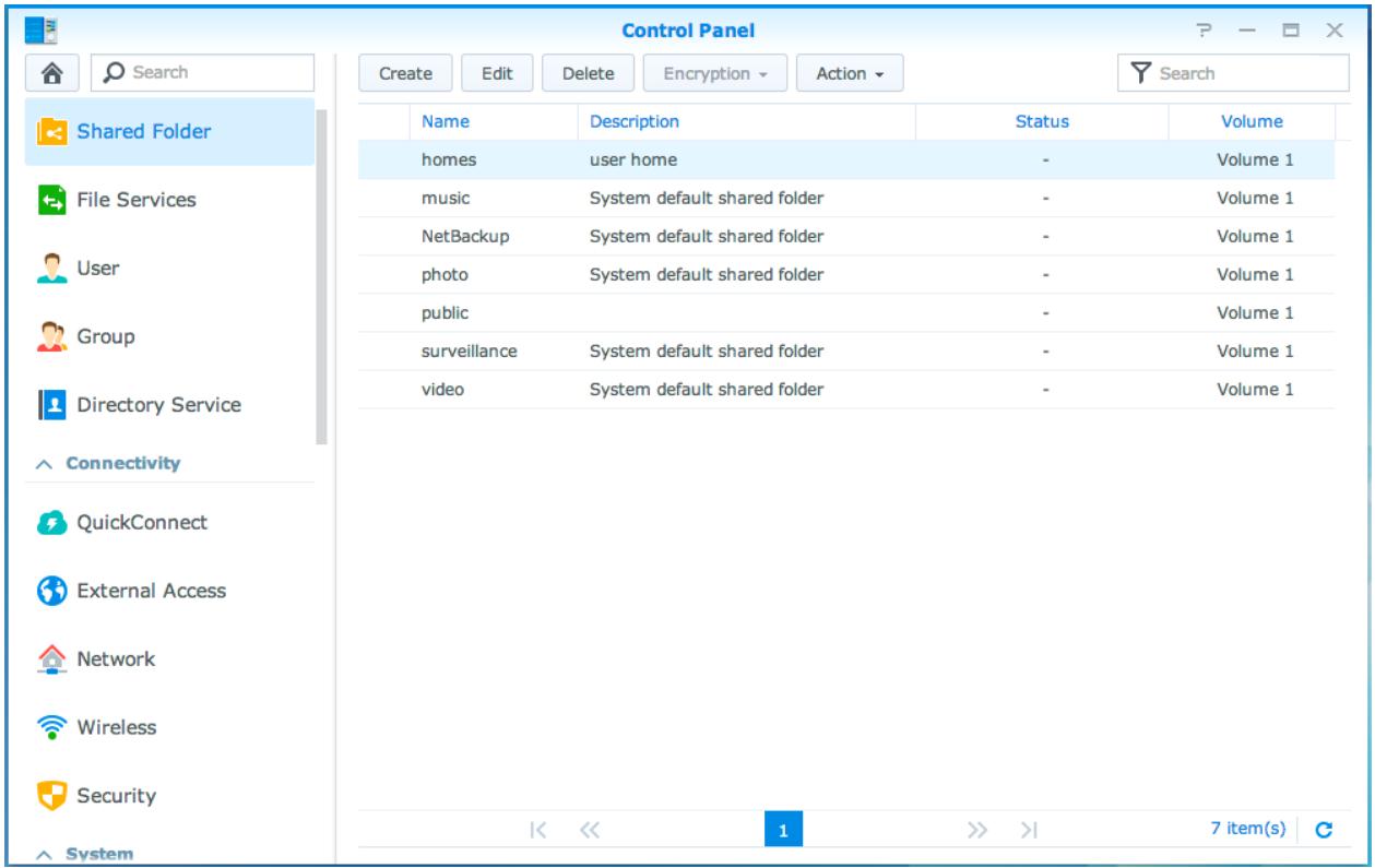 SYNOLOGY NAS DS1815 - Configurer des dossiers partagés - 1