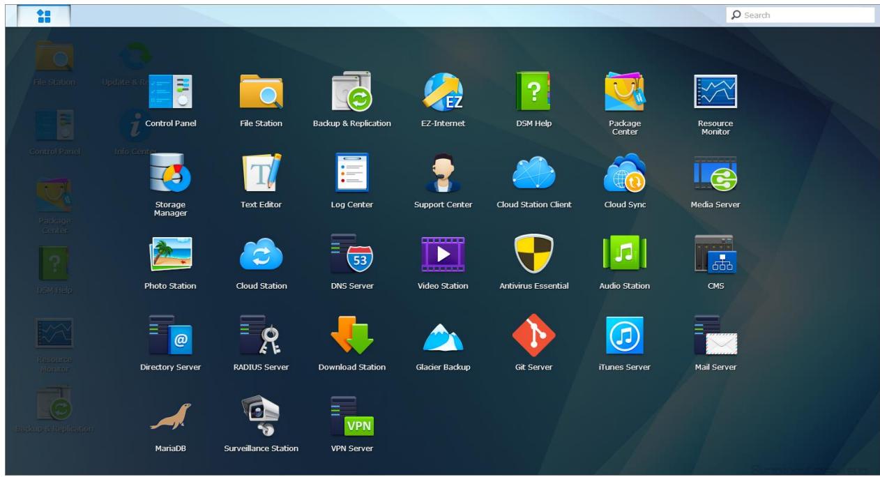SYNOLOGY NAS DS1815 - Ouvrez les applications et les paquets avec le menu principal - 1