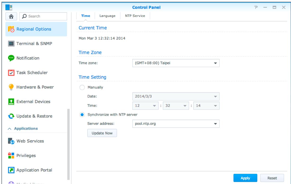 SYNOLOGY NAS DS1815 - Modification des options régionales - 1