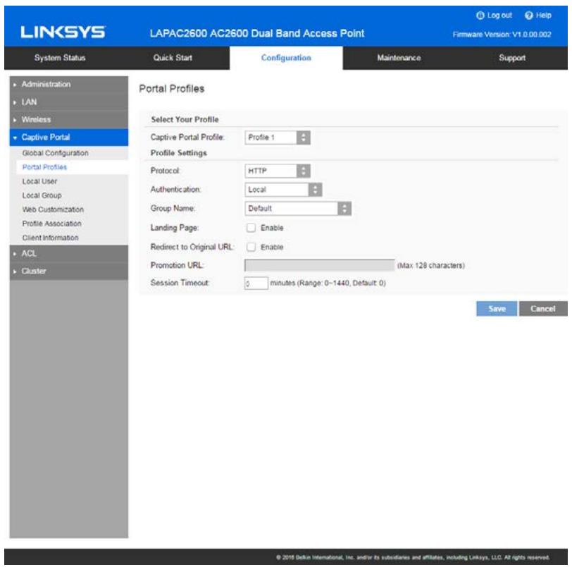LINKSYS LAPAC2600 - Portal Profiles - 1