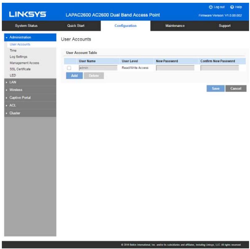 LINKSYS LAPAC2600 - User Accounts - 1